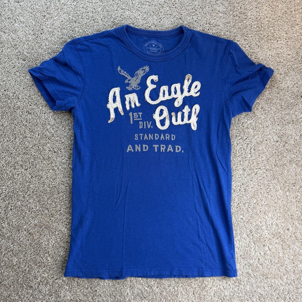 Y2K American Eagle Outfitters Shirt Mens XS Blue Athletic Fit Tee T-Shirt